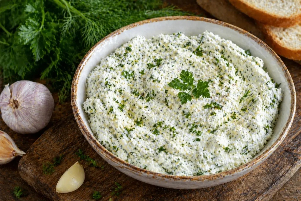 Творожная основа с чесноком и зеленью: быстрый вариант